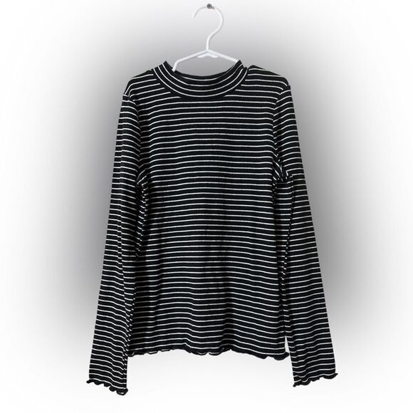 Nwt girl 10/12 black and white striped cat & Jack long sleeve shirt - Picture 1 of 2